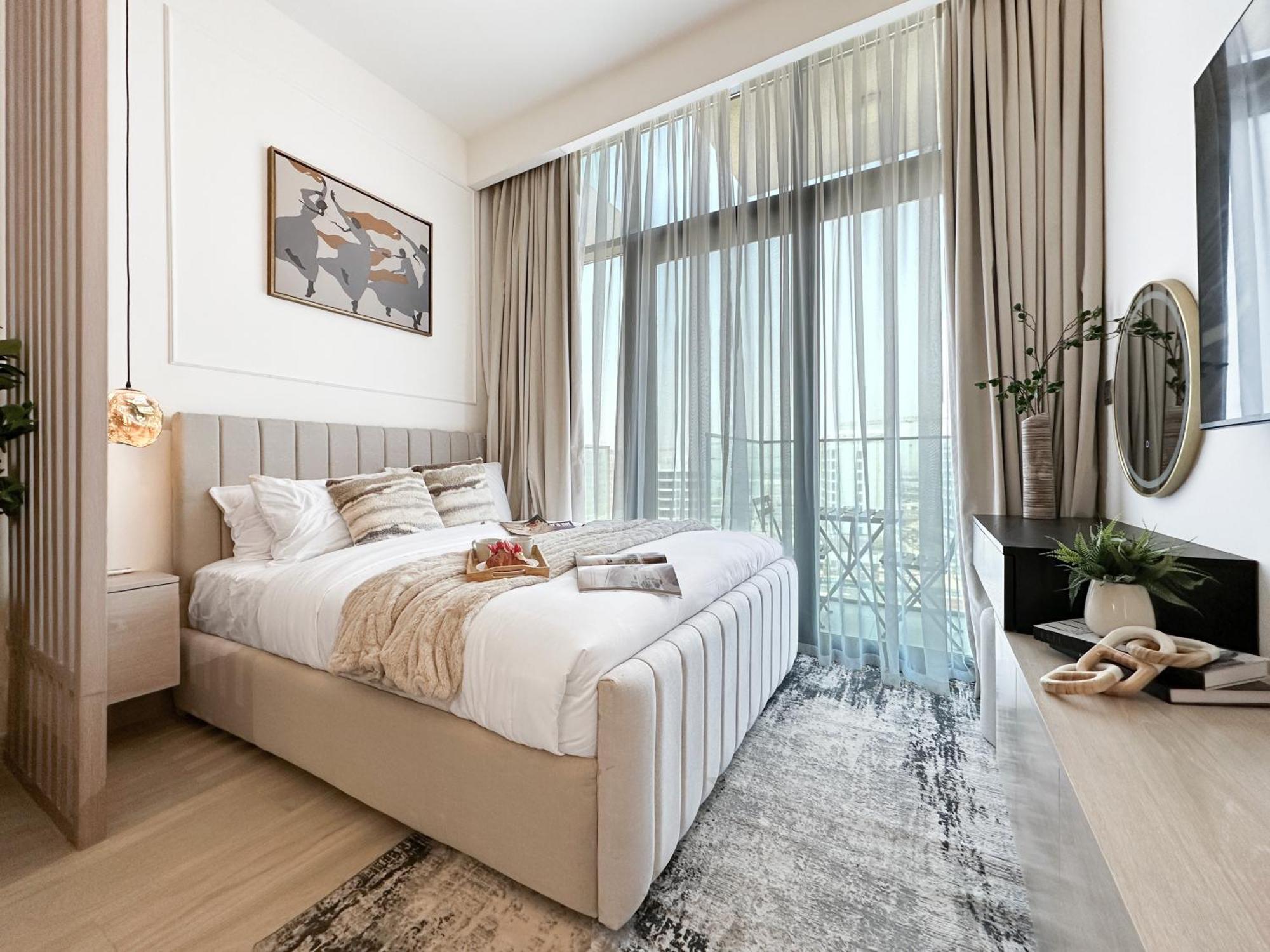 Apartment Trophy Modern Marvel Cozy With Smart Features In Azizi Riviera
