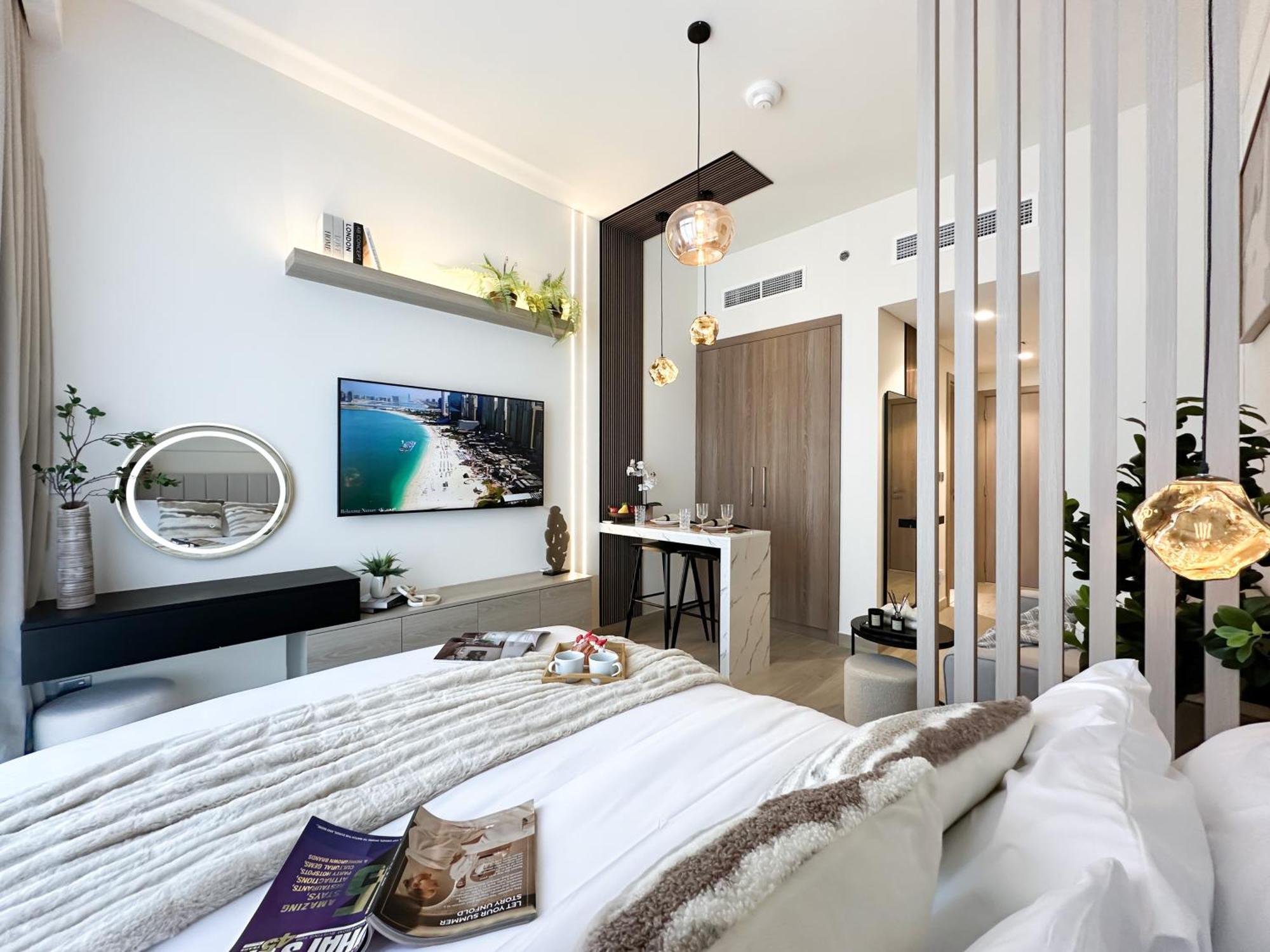Trophy Modern Marvel Cozy With Smart Features In Azizi Riviera Apartment *