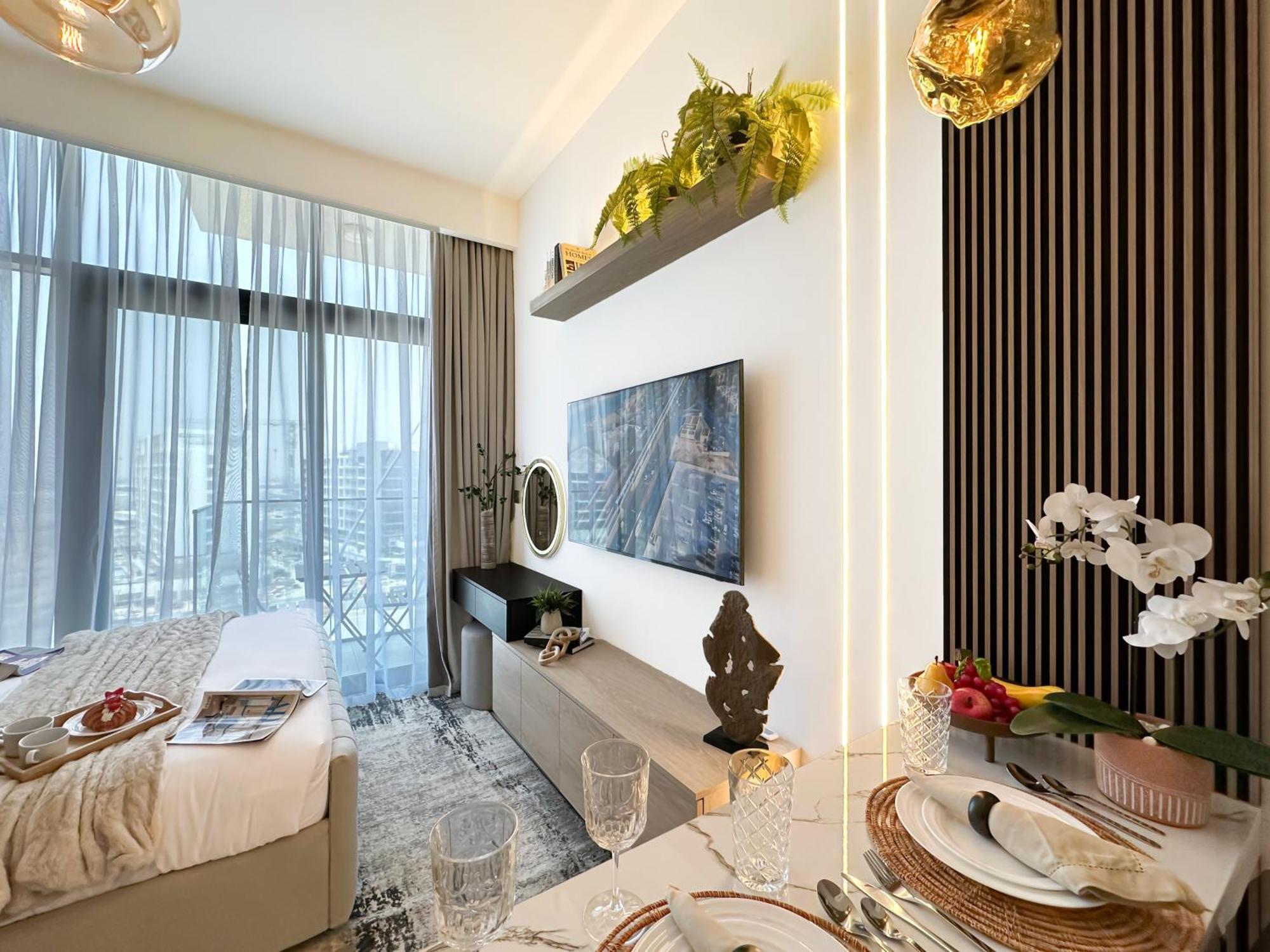 Apartment Trophy Modern Marvel Cozy With Smart Features In Azizi Riviera