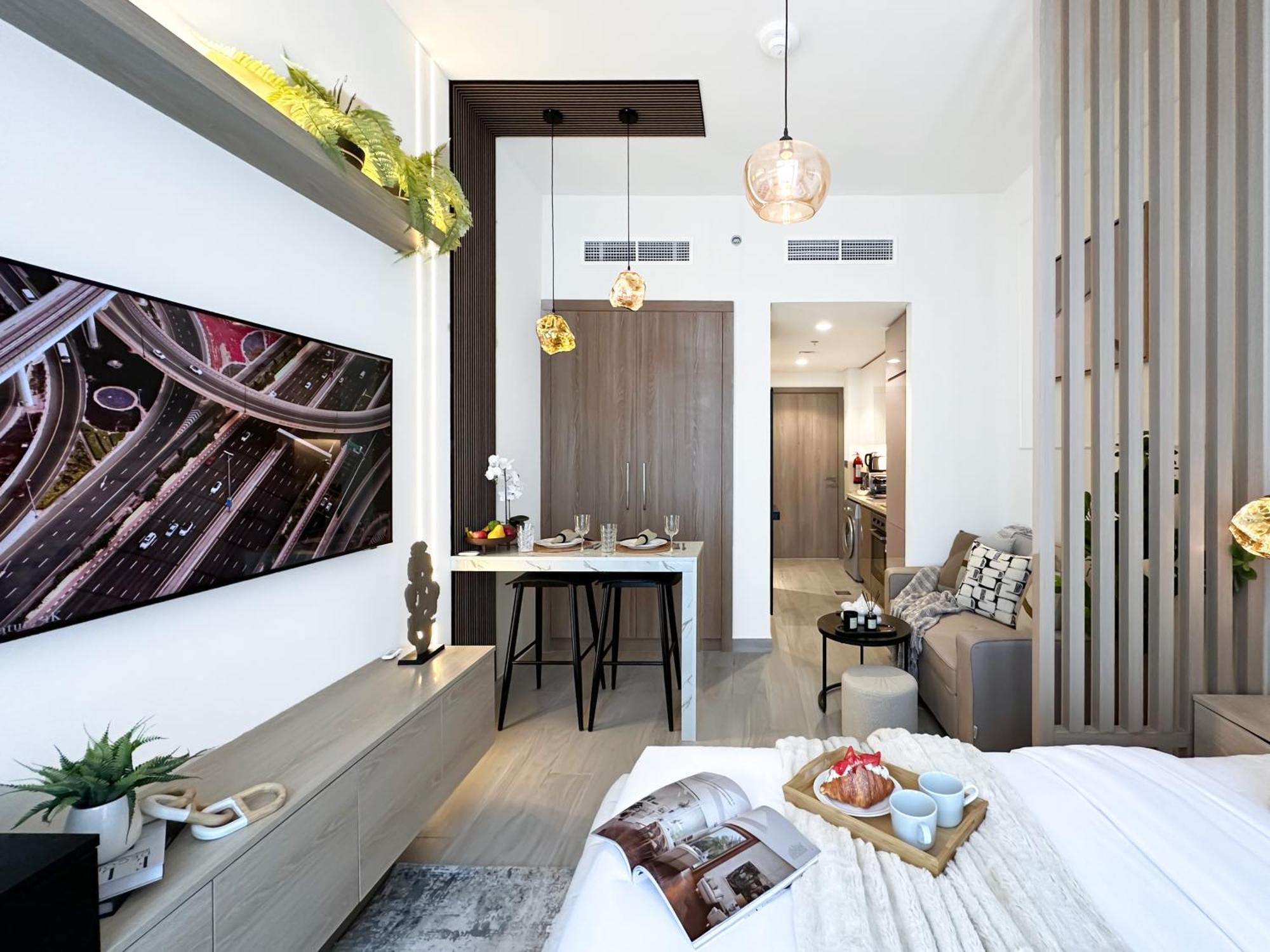 Apartment Trophy Modern Marvel Cozy With Smart Features In Azizi Riviera
